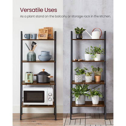 Ladder Shelf, 4-Tier Bookshelf, Free Standing Storage Shelves