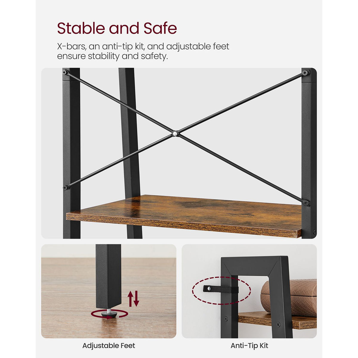 Ladder Shelf, 4-Tier Bookshelf, Storage Rack Shelves