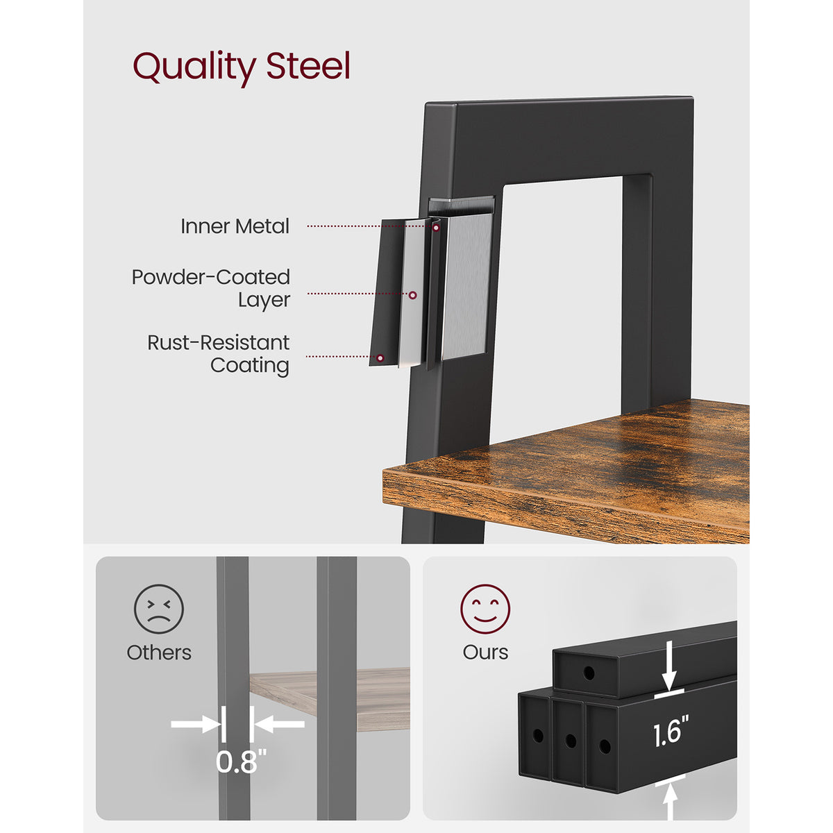 Ladder Shelf, 4-Tier Bookshelf, Storage Rack Shelves