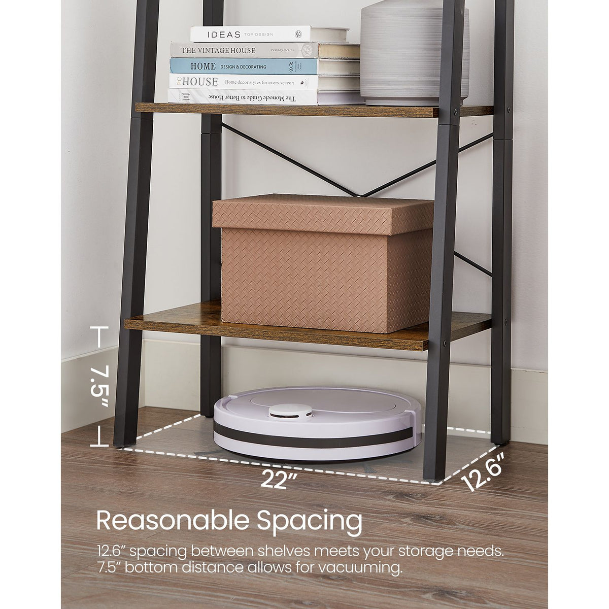 Ladder Shelf, 4-Tier Bookshelf, Storage Rack Shelves