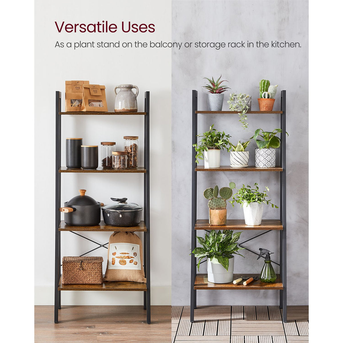 Ladder Shelf, 4-Tier Bookshelf, Storage Rack Shelves