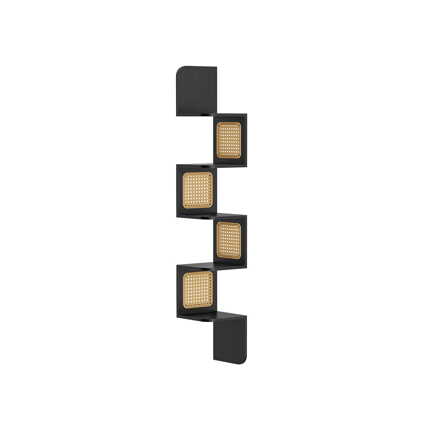 5-Tier Corner Shelf with Rattan-Style Sides - view 1