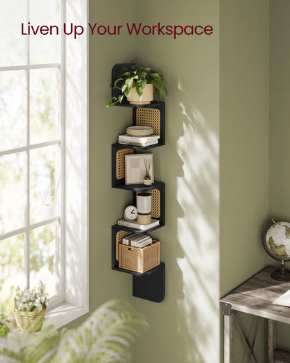 5-Tier Corner Shelf with Rattan-Style Sides - view 4