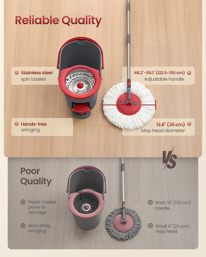 360° Spin Mop & Bucket Set with Foot Pedal Wringer and 4 Reusable Microfiber Pads - image 12