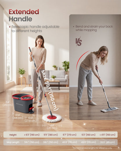 360° Spin Mop & Bucket Set with Foot Pedal Wringer and 4 Reusable Microfiber Pads - image 13