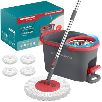 360° Spin Mop & Bucket Set with Foot Pedal Wringer and 4 Reusable Microfiber Pads - image 1