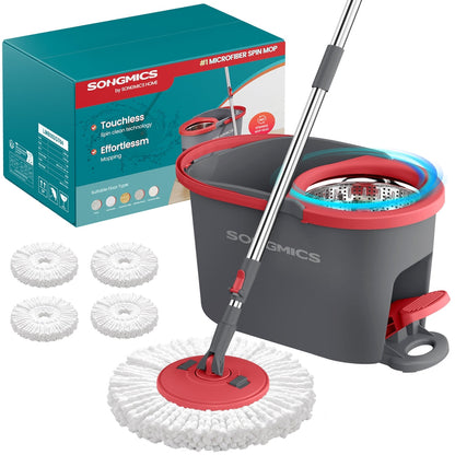360° Spin Mop & Bucket Set with Foot Pedal Wringer and 4 Reusable Microfiber Pads - image 29