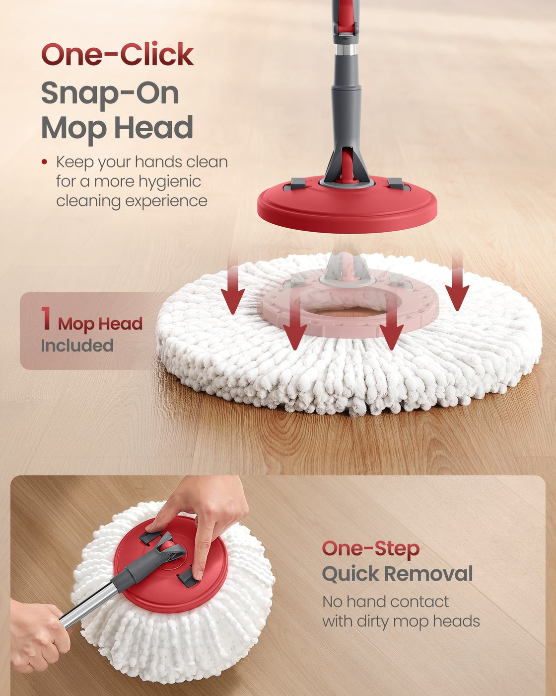 360° Spin Mop & Bucket Set with Foot Pedal Wringer and 4 Reusable Microfiber Pads - image 4