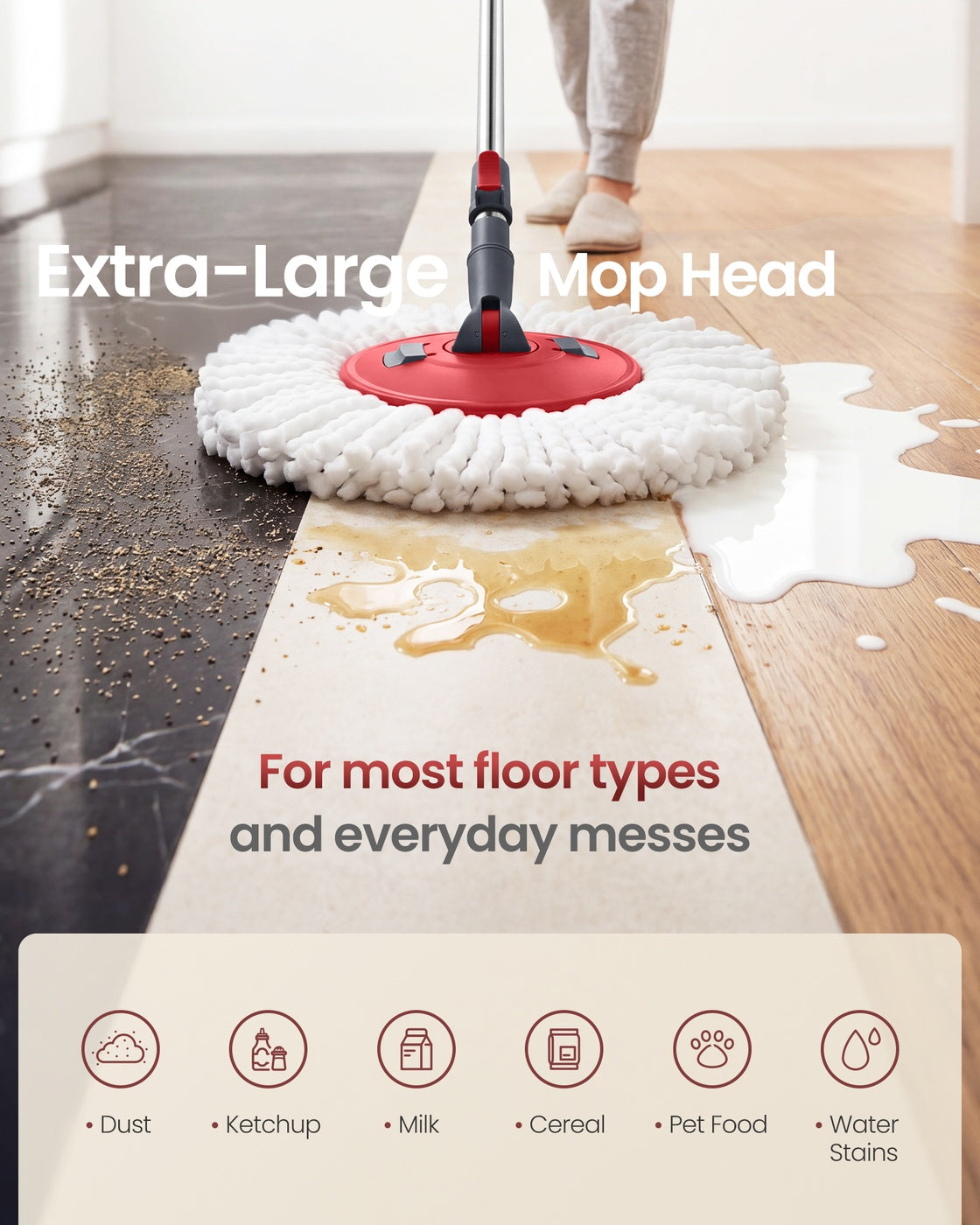 360° Spin Mop & Bucket Set with Foot Pedal Wringer and 4 Reusable Microfiber Pads - image 7