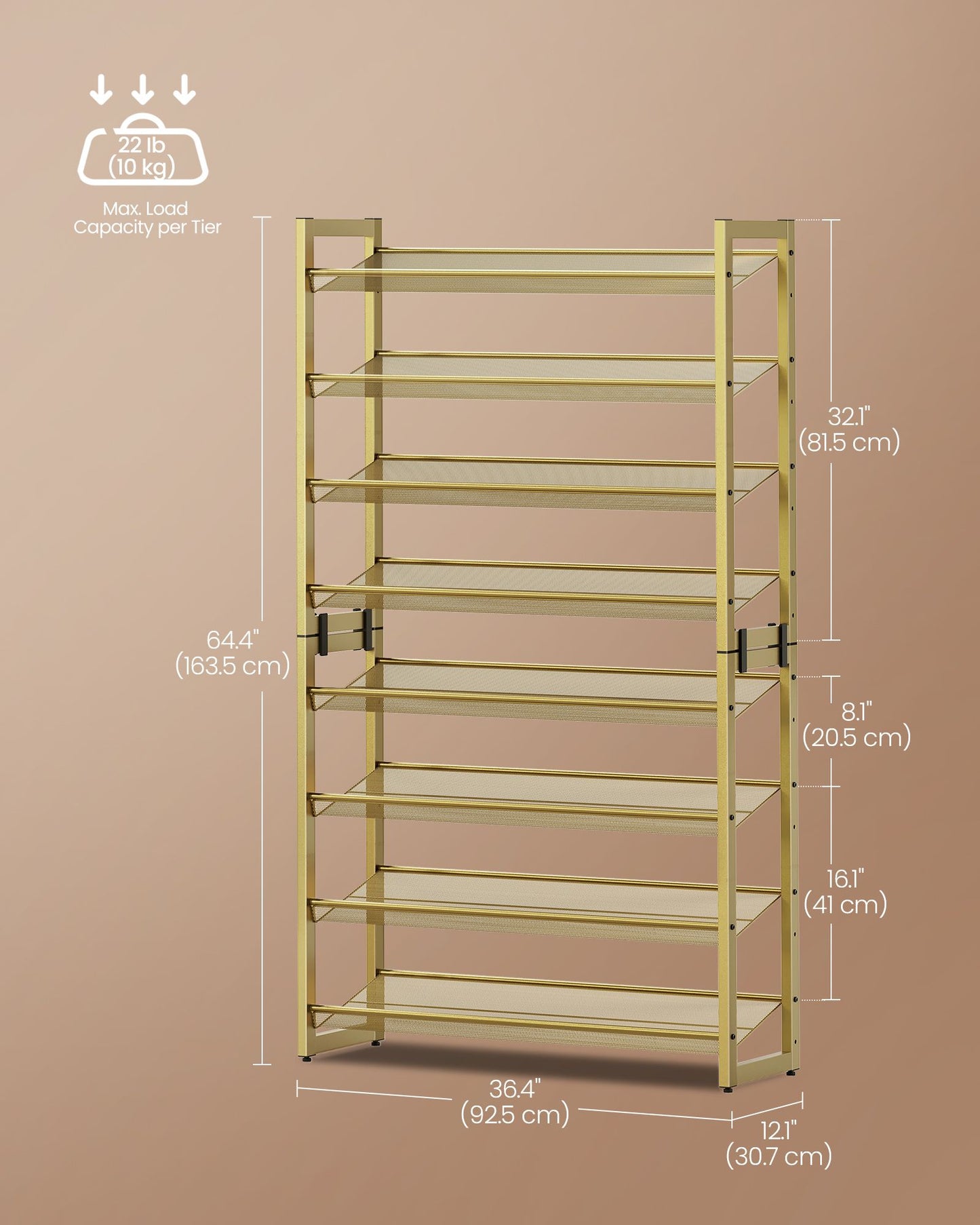 8-Tier Metal Shoe Organizer - HWLEXTRA 
