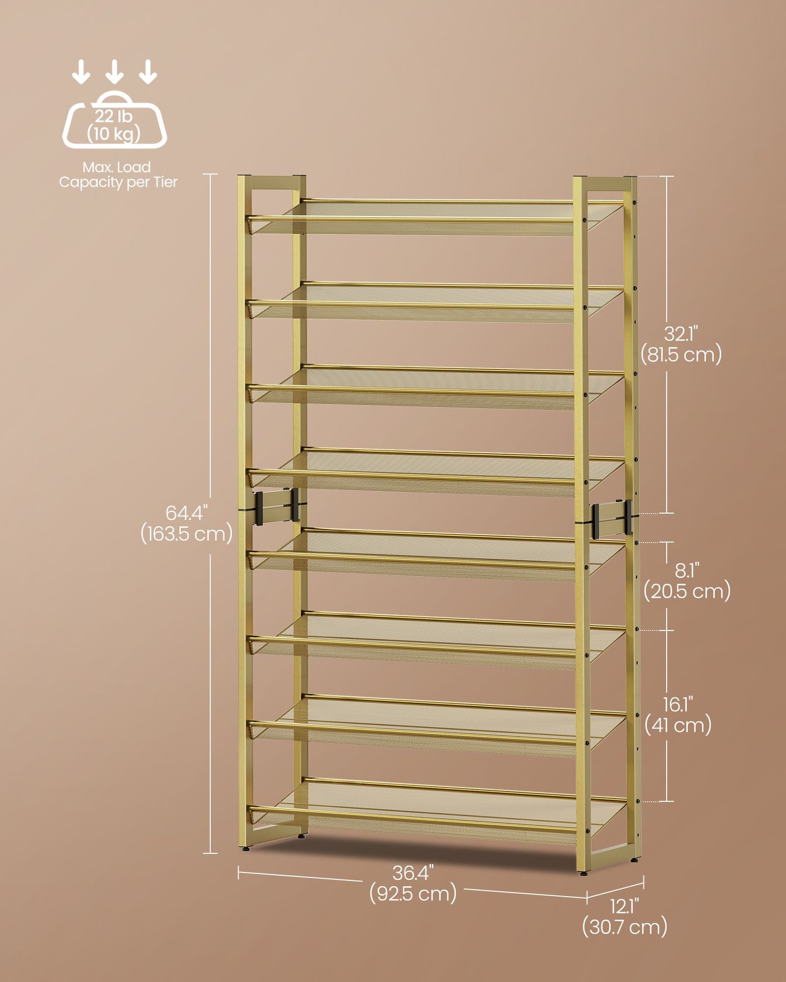 8-Tier Metal Shoe Organizer - HWLEXTRA 