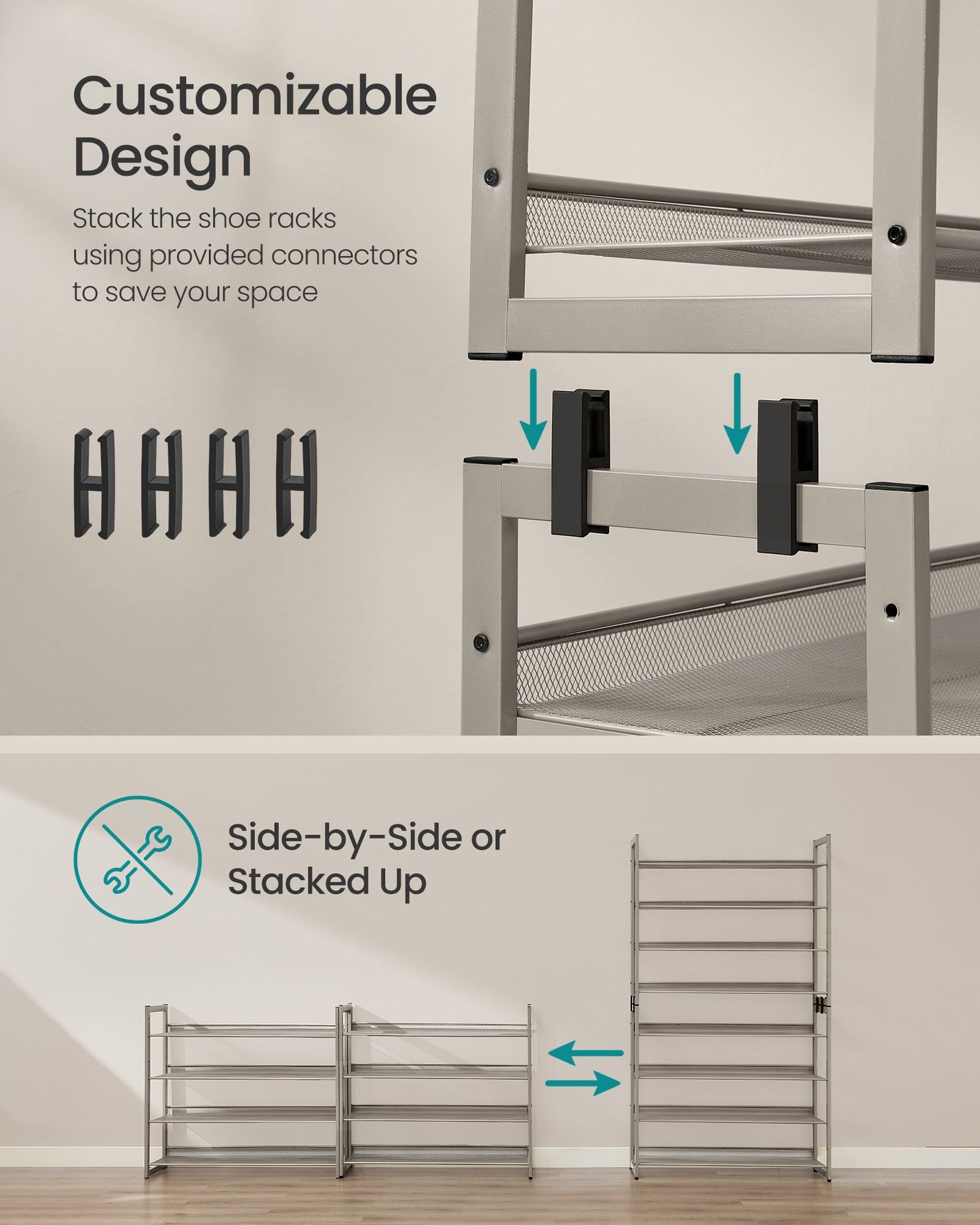 8-Tier Metal Shoe Organizer - HWLEXTRA 