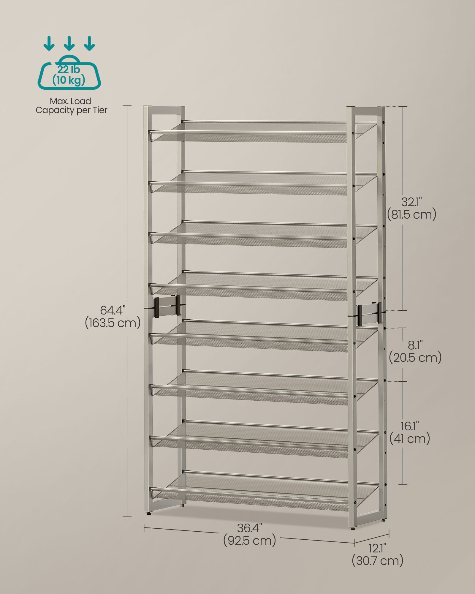 8-Tier Metal Shoe Organizer - HWLEXTRA 