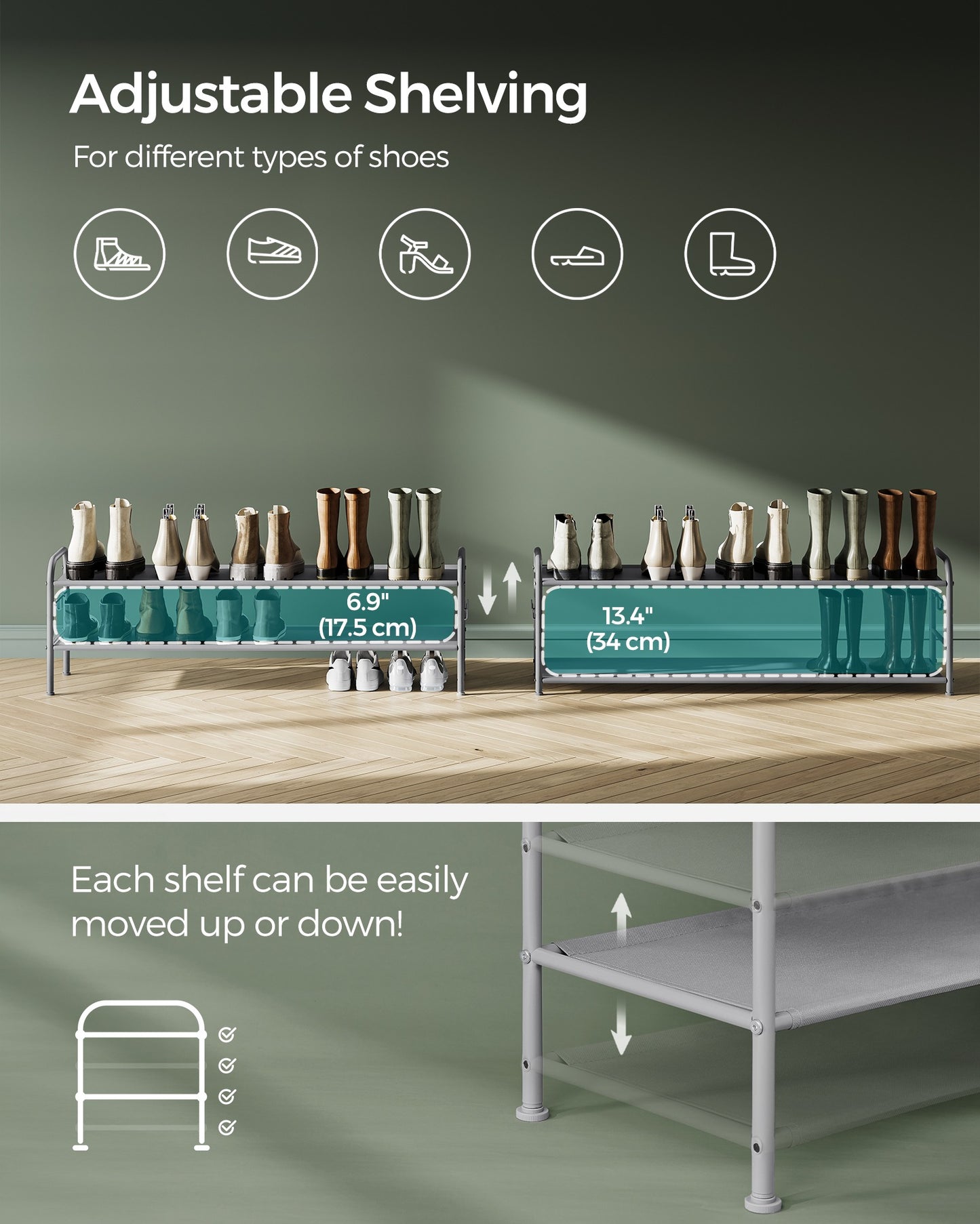 2 Tier Shoe Organizer Holds up to 12 Pairs of Shoes - image 3