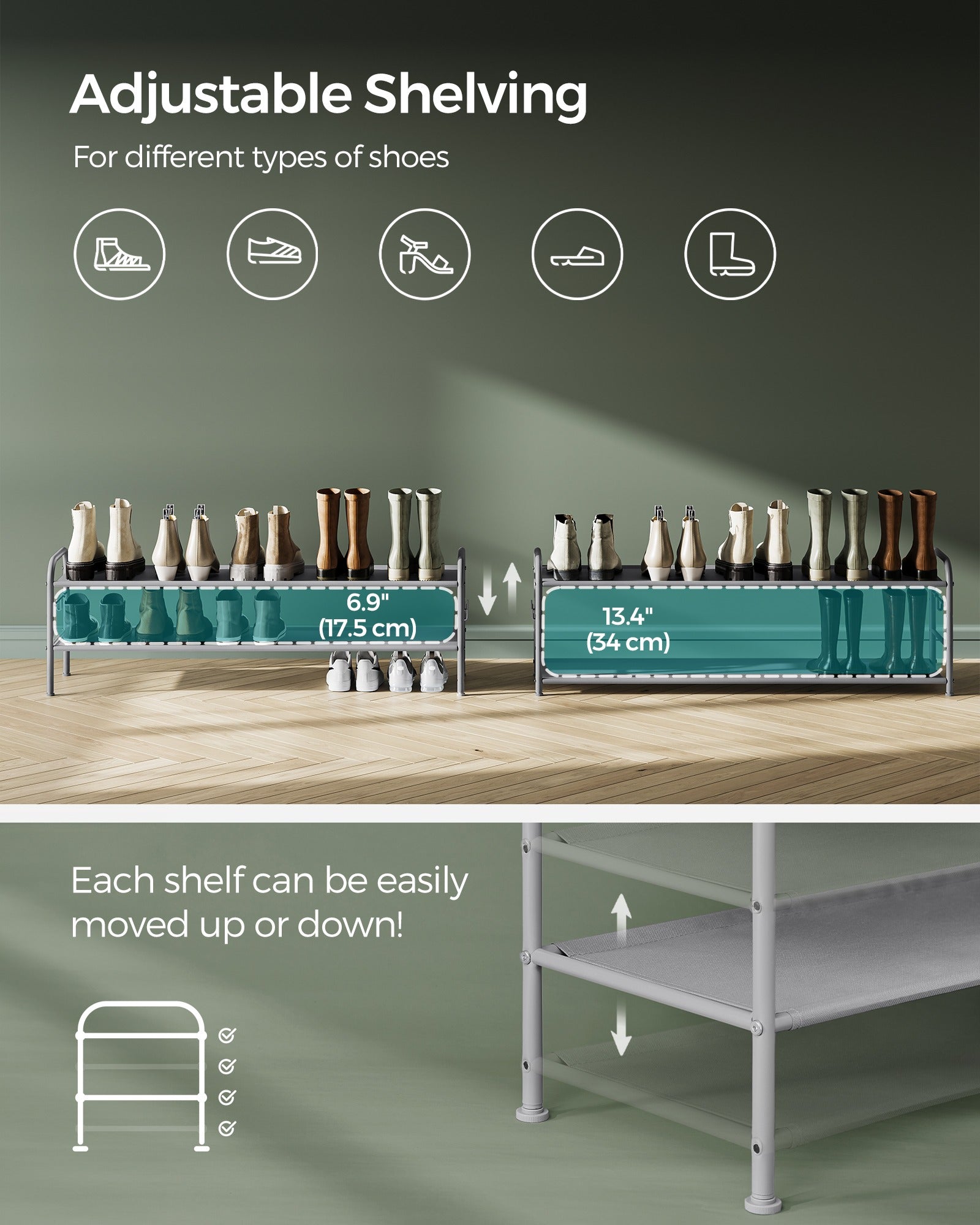 2 Tier Shoe Organizer Holds up to 12 Pairs of Shoes - image 3