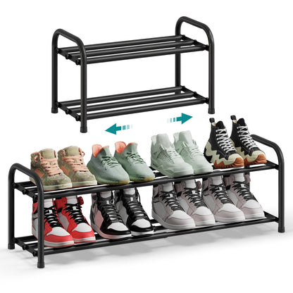 Expandable Shoe Rack Shoe Storage Organiser 2-Tier Ink Black - image 1