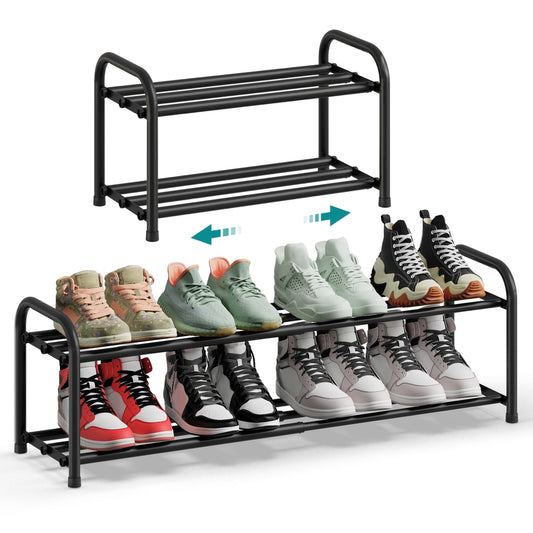 Expandable Shoe Rack Shoe Storage Organiser 2-Tier Ink Black - image 1