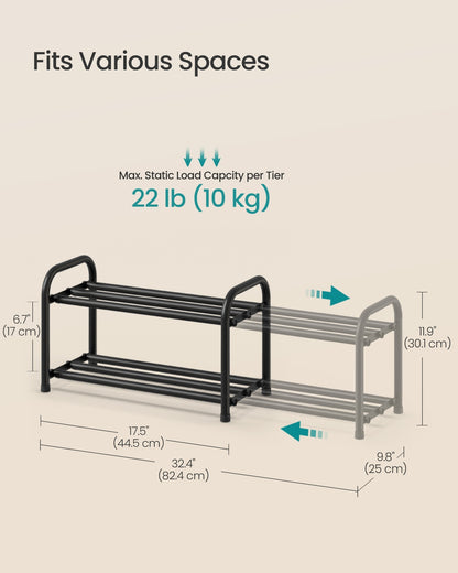 Expandable Shoe Rack Shoe Storage Organiser 2-Tier Ink Black - image 5
