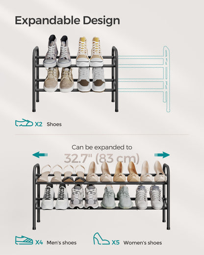 2 Tier Expandable Shoe Rack, Holds up to 15 Pairs of Shoes