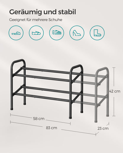 2-Tier Metal Expandable Shoe Rack Ink Black