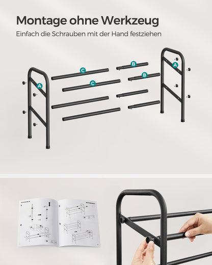 2-Tier Metal Expandable Shoe Rack Ink Black