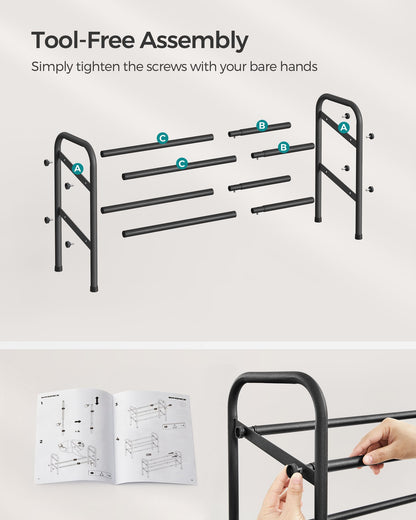 2 Tier Expandable Shoe Rack, Holds up to 15 Pairs of Shoes