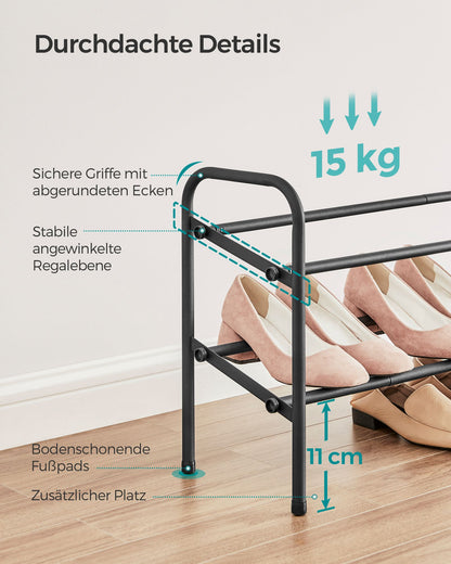 2-Tier Metal Expandable Shoe Rack Ink Black
