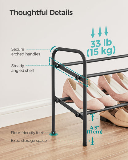 2 Tier Expandable Shoe Rack, Holds up to 15 Pairs of Shoes