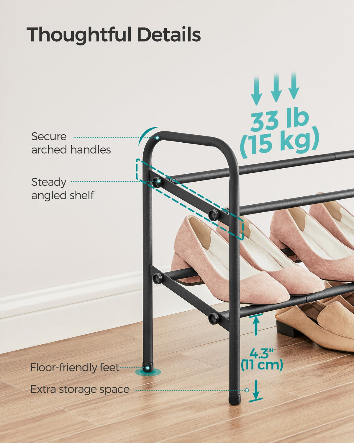 2-Tier Metal Expandable Shoe Rack Ink Black - image 7