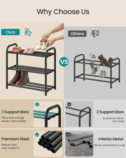 Expandable Shoe Rack 3-Tier Adjustable Ink Black - image 4