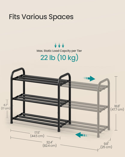 Expandable Shoe Rack 3-Tier Adjustable Ink Black - image 5
