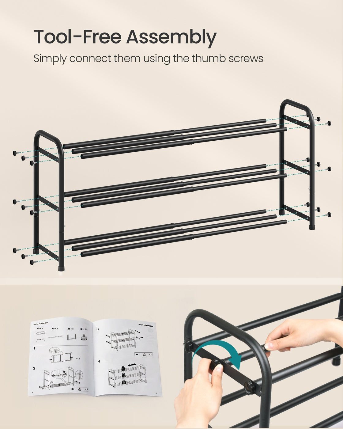 Expandable Shoe Rack Shoe Storage Organiser 2-Tier Ink Black - image 14