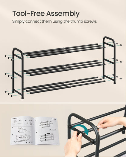Expandable Shoe Rack 3-Tier Adjustable Ink Black - image 7