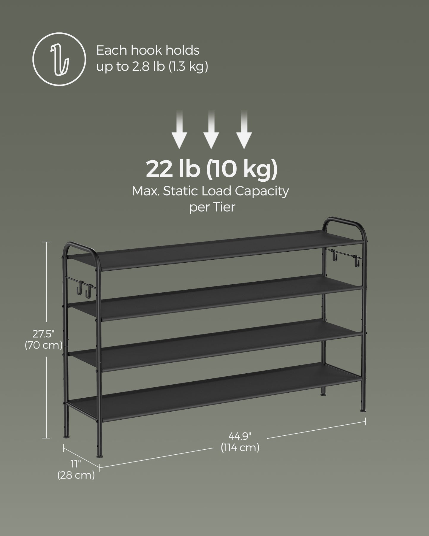 4 Tier Shoe Rack Holds up to 24 Pairs of Shoes