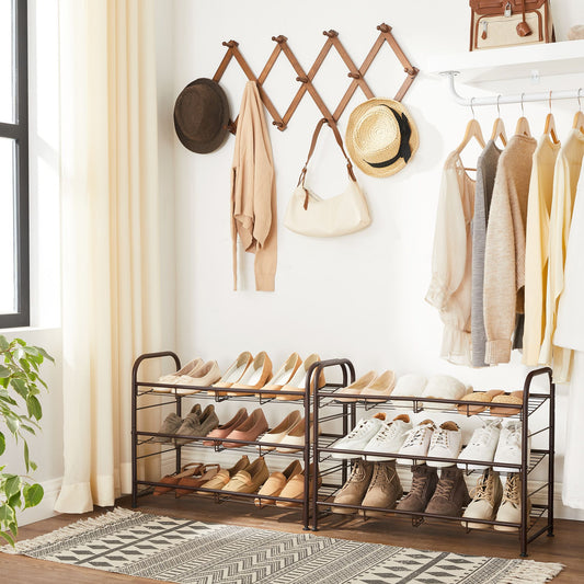 Shoe Rack, 3 Tier Shoe Organizer for Closet, Holds up to 12 Pairs of Shoes, Shoe Rack for Front Door Entrance