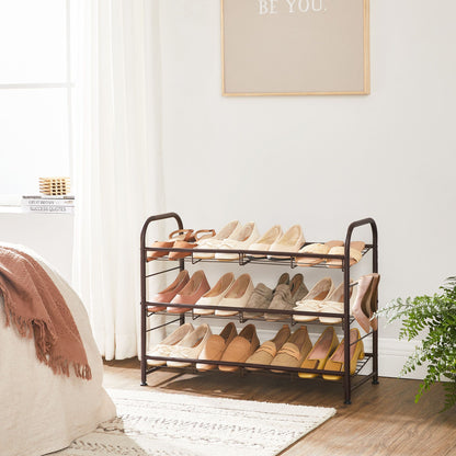 Shoe Rack, 3 Tier Shoe Organizer for Closet, Holds up to 12 Pairs of Shoes, Shoe Rack for Front Door Entrance