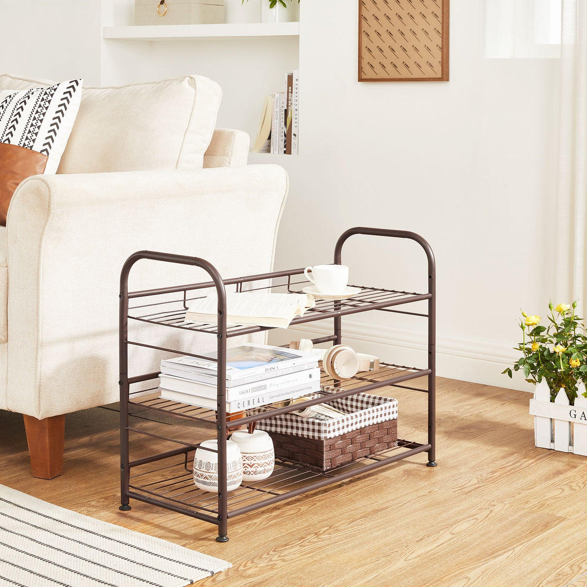 Shoe Rack, 3 Tier Shoe Organizer for Closet, Holds up to 12 Pairs of Shoes, Shoe Rack for Front Door Entrance