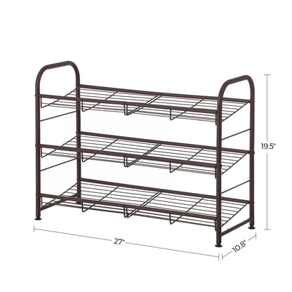 Shoe Rack, 3 Tier Shoe Organizer for Closet, Holds up to 12 Pairs of Shoes, Shoe Rack for Front Door Entrance