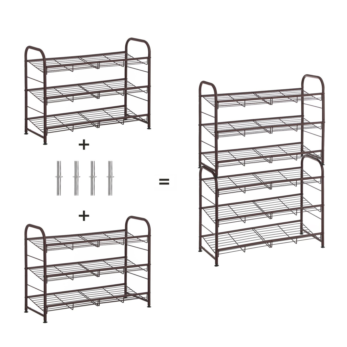 Shoe Rack, 3 Tier Shoe Organizer for Closet, Holds up to 12 Pairs of Shoes, Shoe Rack for Front Door Entrance