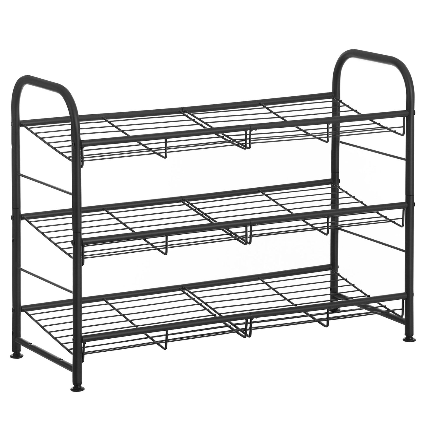 Shoe Rack, 3 Tier Shoe Organizer for Closet, Holds up to 12 Pairs of Shoes, Shoe Rack for Front Door Entrance, Metal Shoe Shelf with Adjustable Tilt Angle, for Entryway, Garage, Black - image 1