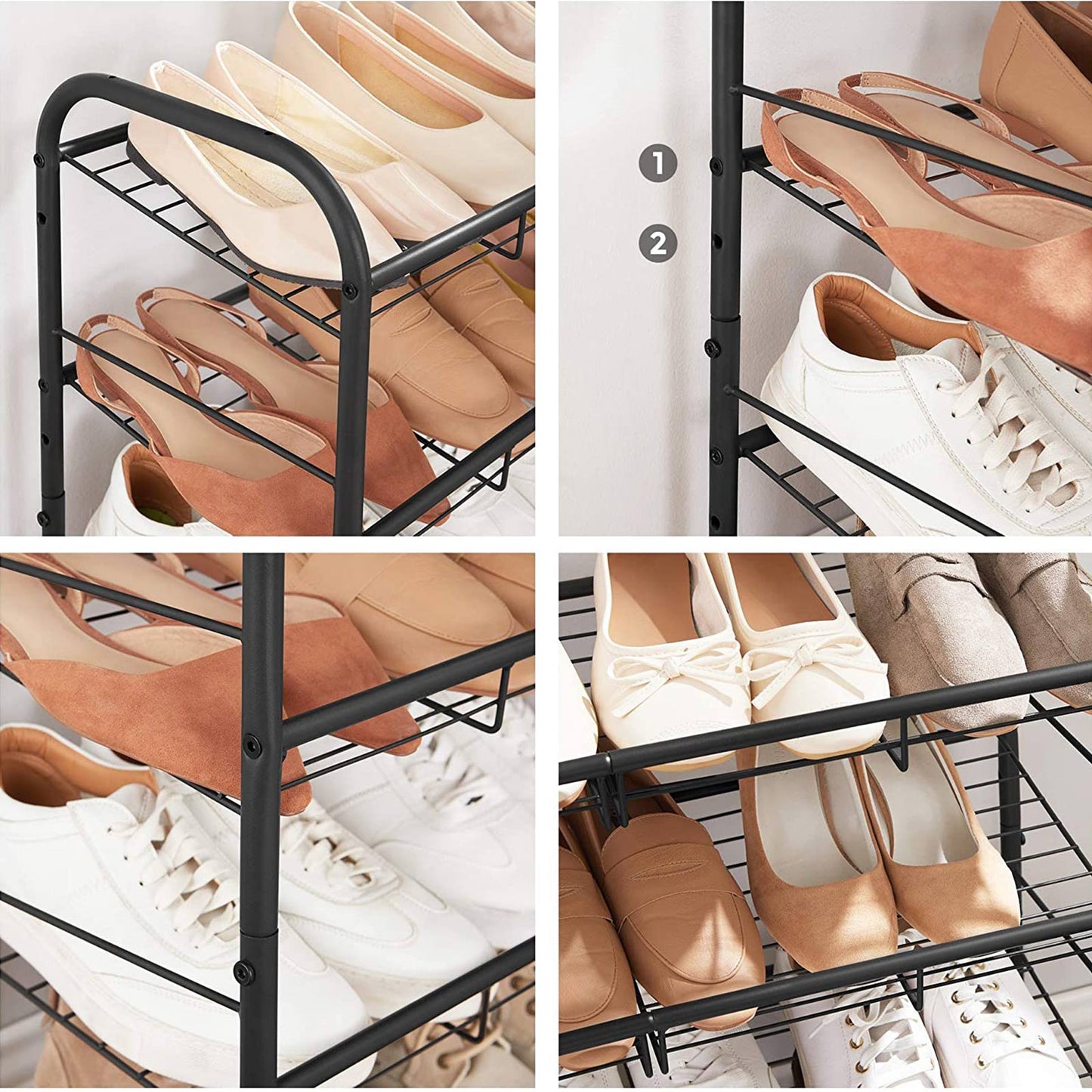 Black 3 Tiers Shoe Rack with Adjustable Shelves - image 21