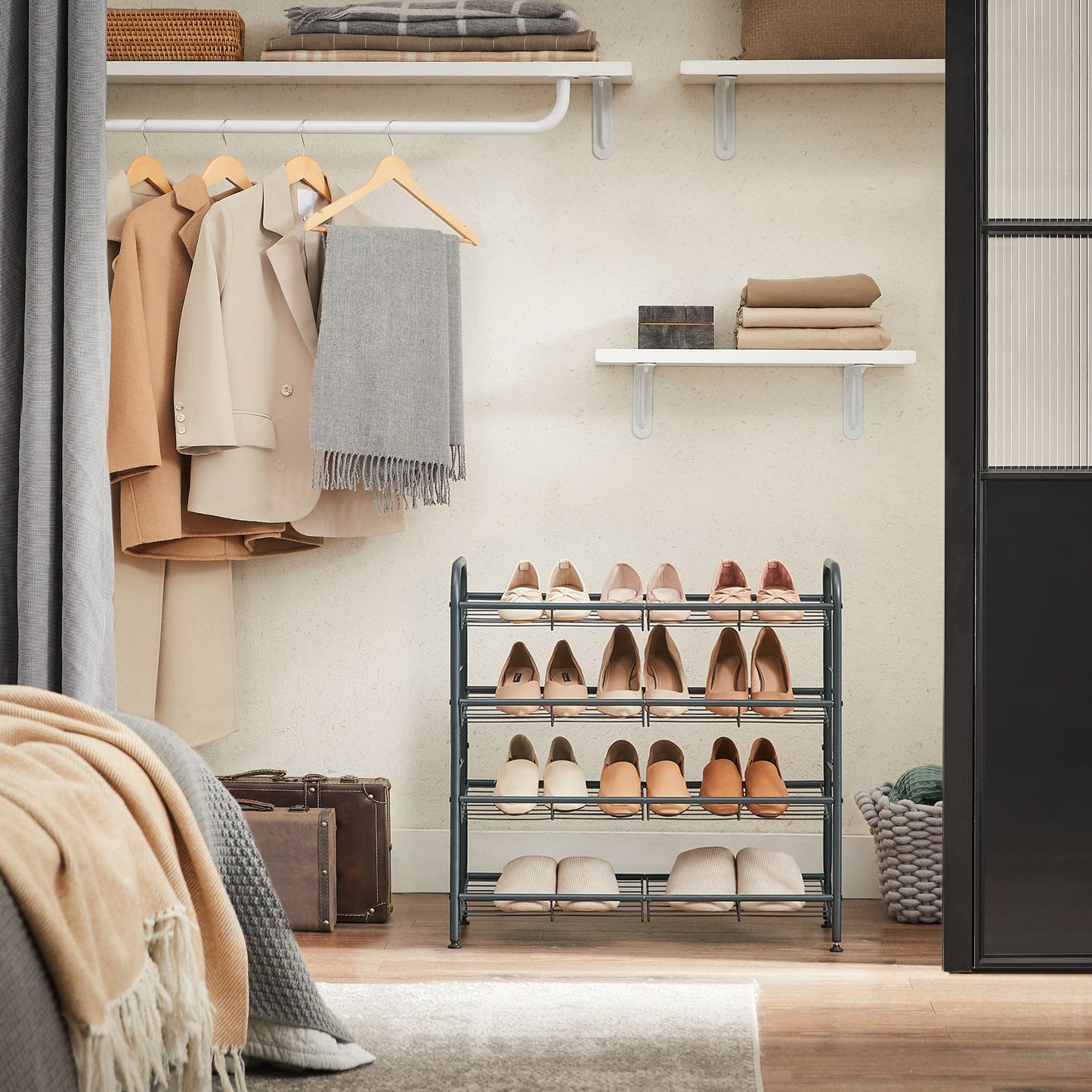4 Tier Shoe Organizer Holds up to 16 Pairs of Shoes - HWLEXTRA 