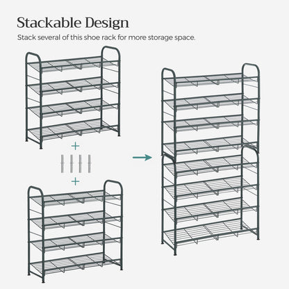4 Tier Shoe Organizer Holds up to 16 Pairs of Shoes - HWLEXTRA 