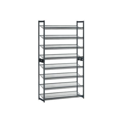 8-Tier Shoe Rack, Set of 2 Stackable 4-Tier Shoe Organizers, Metal Mesh Shoe Shelf Storage