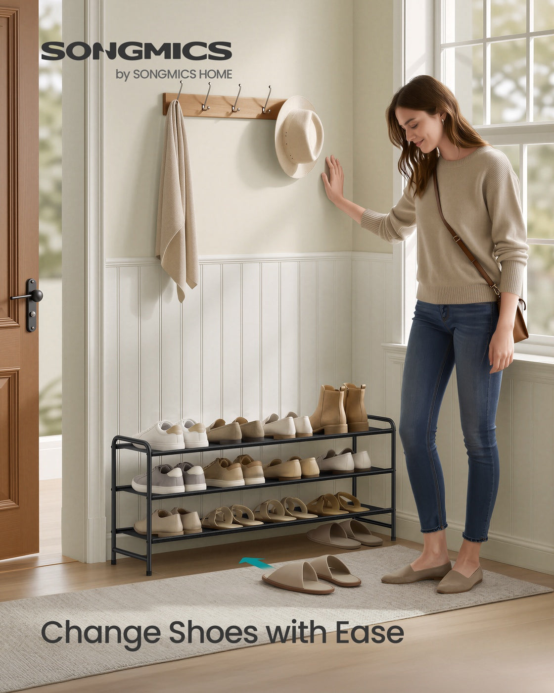 3-Tier Long Shoe Rack Organizer Ink Black - image 2