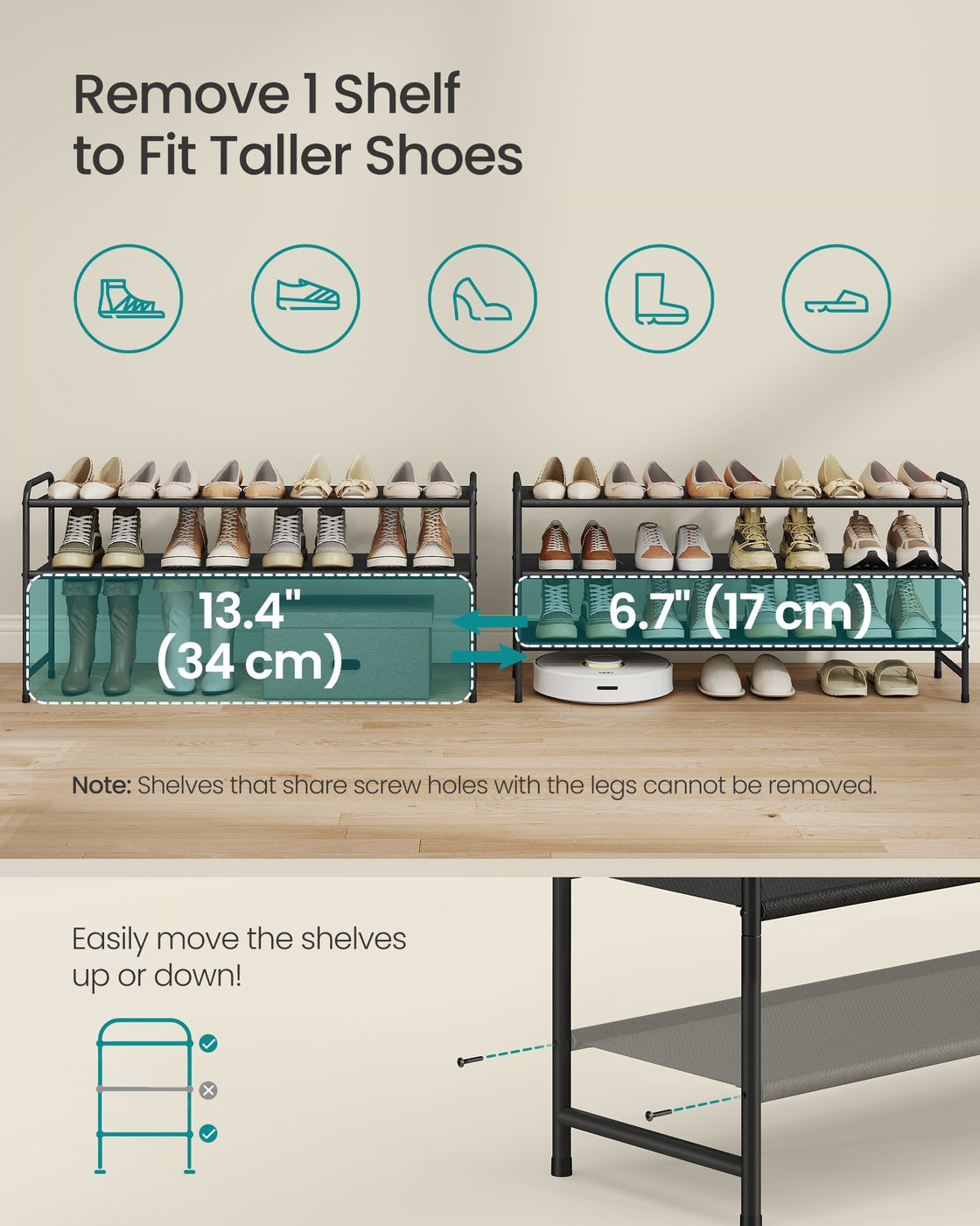 3-Tier Long Shoe Rack Organizer Ink Black - image 5