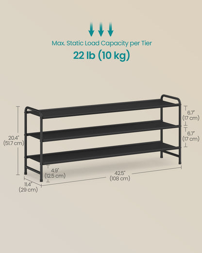 3-Tier Long Shoe Rack Organizer Ink Black - image 7