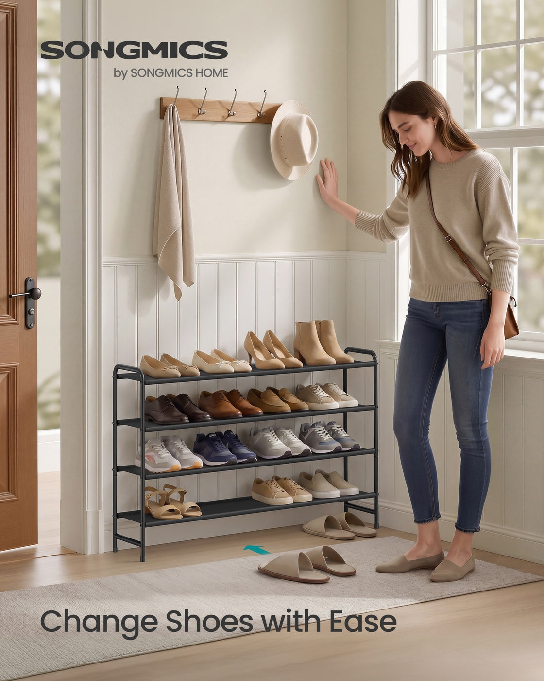 3-Tier Long Shoe Rack Organizer Ink Black - image 9