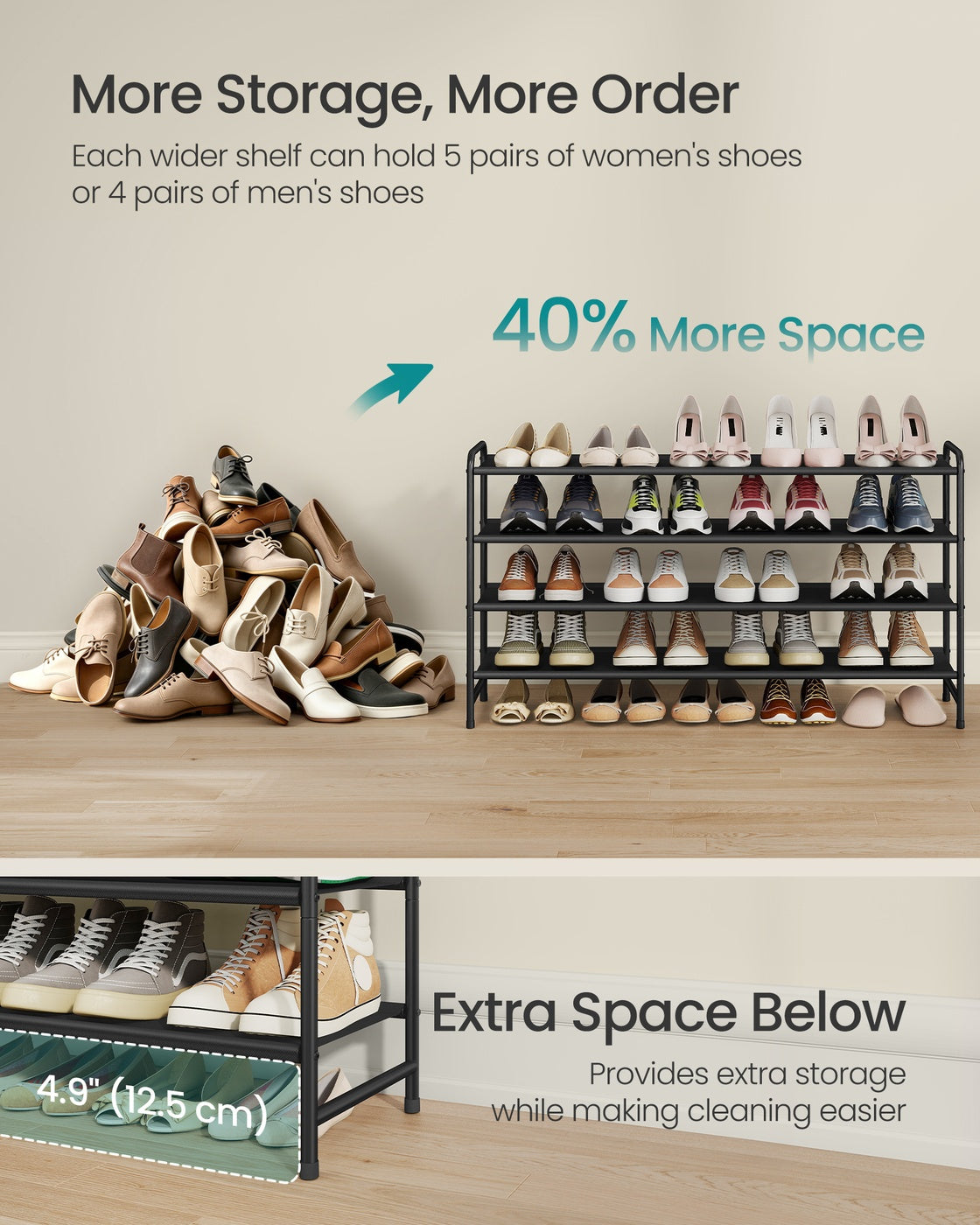 3-Tier Long Shoe Rack Organizer Ink Black - image 10