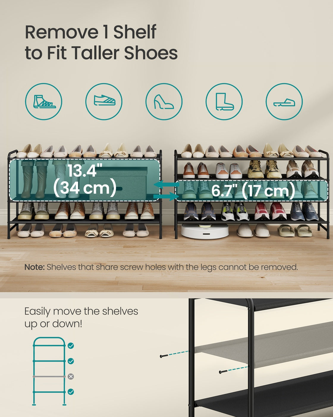 3-Tier Long Shoe Rack Organizer Ink Black - image 12